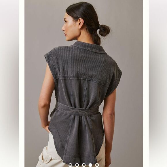 Anthropologie Pilcro Gray Belted Vest - Picture 12 of 13
